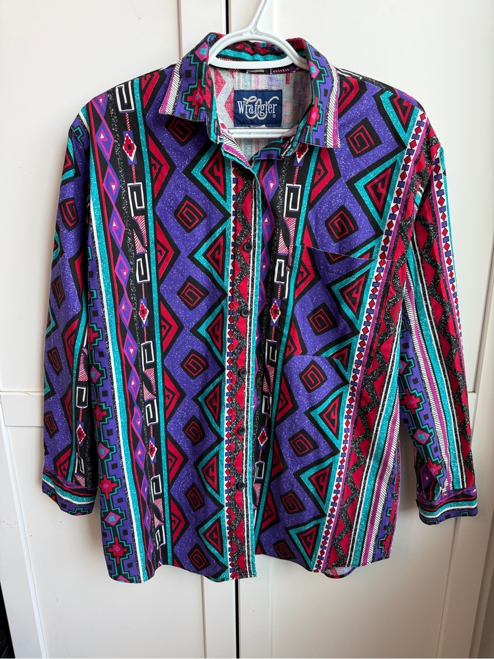 Vintage Wrangler Aztec Shirt Men’s M Made in Canada 100% Cotton